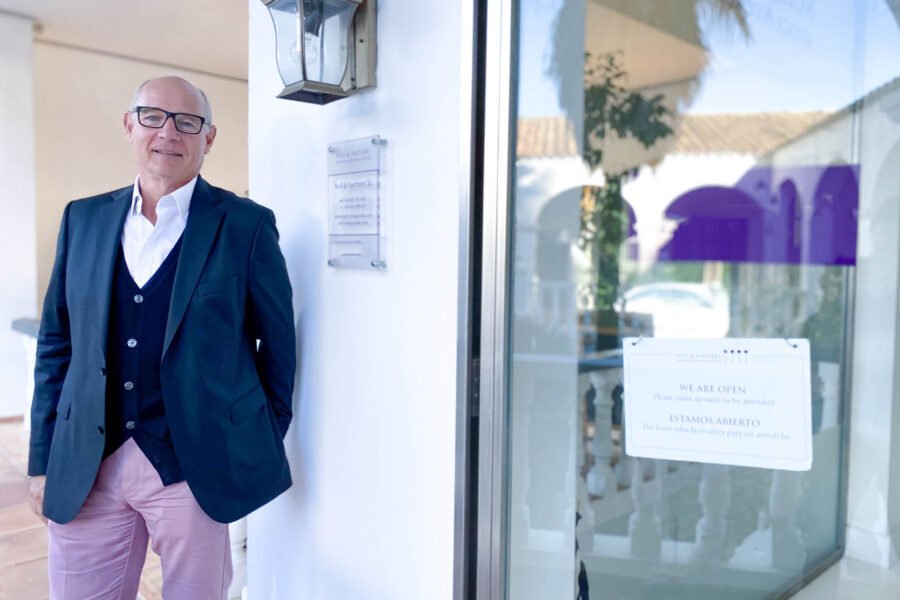 co-owner of Noll Sotogrande in front of the office